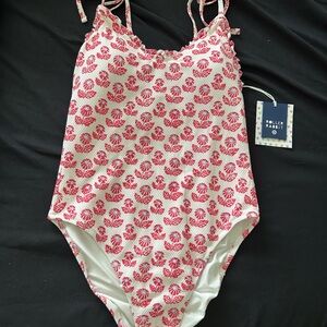 Roller Rabbit White One-Piece Swimsuit with Pink Floral Print